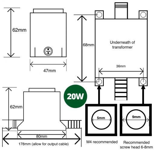 12v AC Waterproof Transformer (Various Wattages) - Versa Plug & Play Output Cable - Image 5