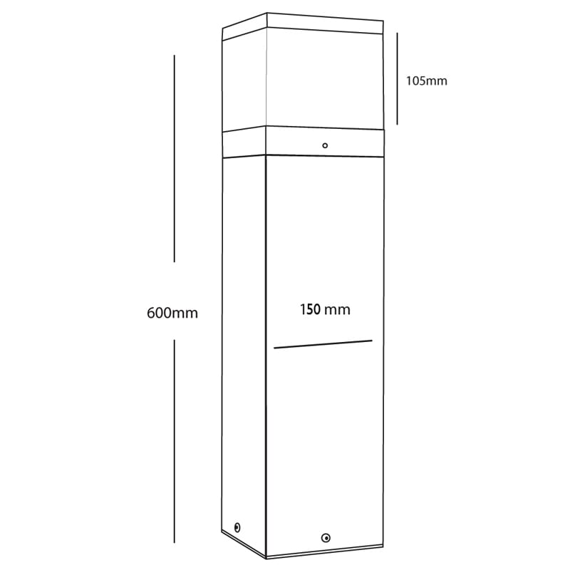 Cubic 0.6m Bollard Light with 9w LED Photocell Bulb - Wood Effect - Image 6