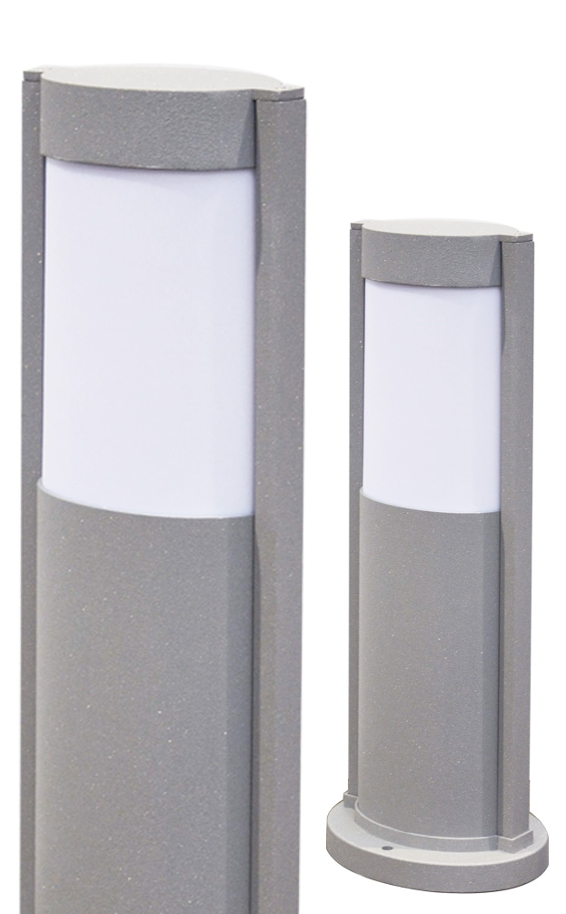 Ovus 450 S -Energy Saving Post Light / Illuminated Bollard - Silver Grey