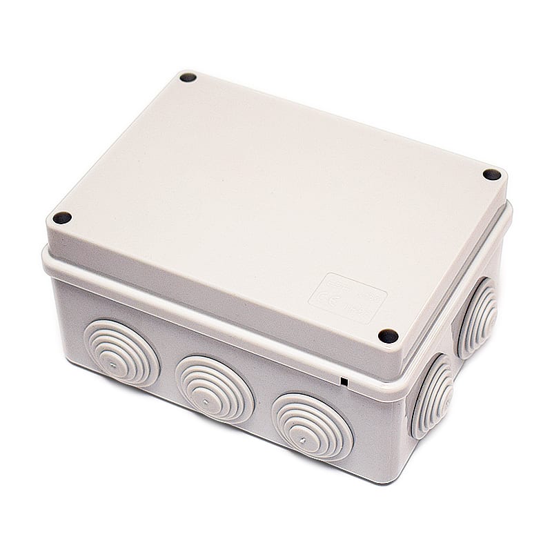 10 Way Junction Box with Rubber Grommets - Grey