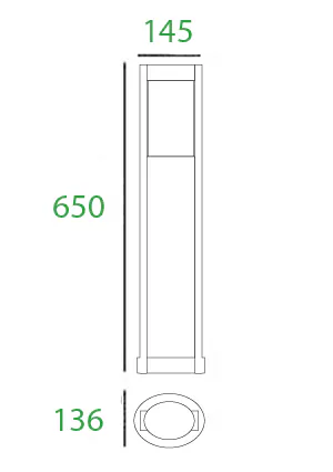 Ovus 650 G -Modern Weatherproof Post Light / Illuminated Bollard - Dark Grey - Image 4