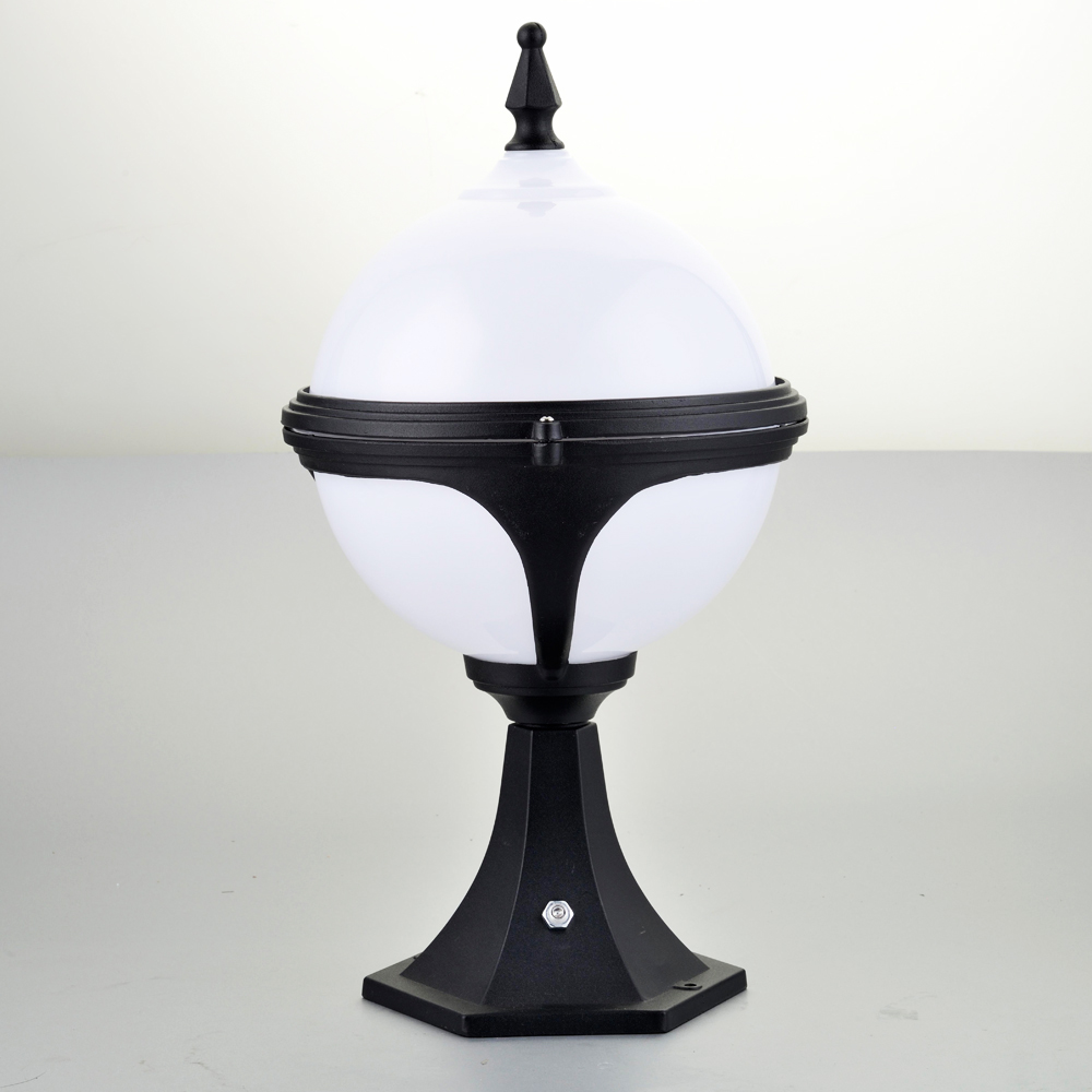 Mystic - White Pedestal Light with Photocell Dusk to Dawn Sensor