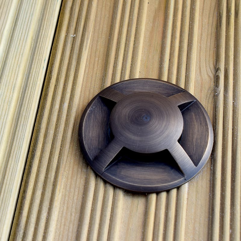 QuadMarka - 12v Plug and Play 4 Way Recessed Ground / Step Light – Brass (Rustic Bronze Finish) - Image 2