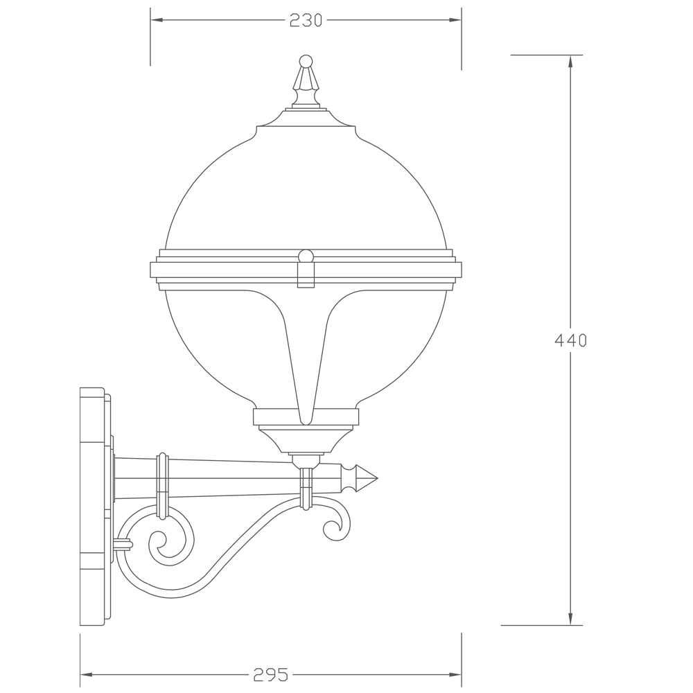 Mystic White Globe Wall Light with Photocell (Dusk to Dawn) - Image 2