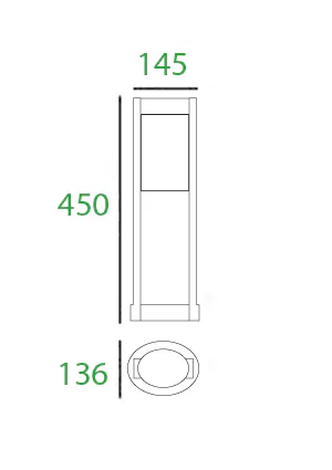 Ovus 450 S -Energy Saving Post Light / Illuminated Bollard - Silver Grey - Image 4