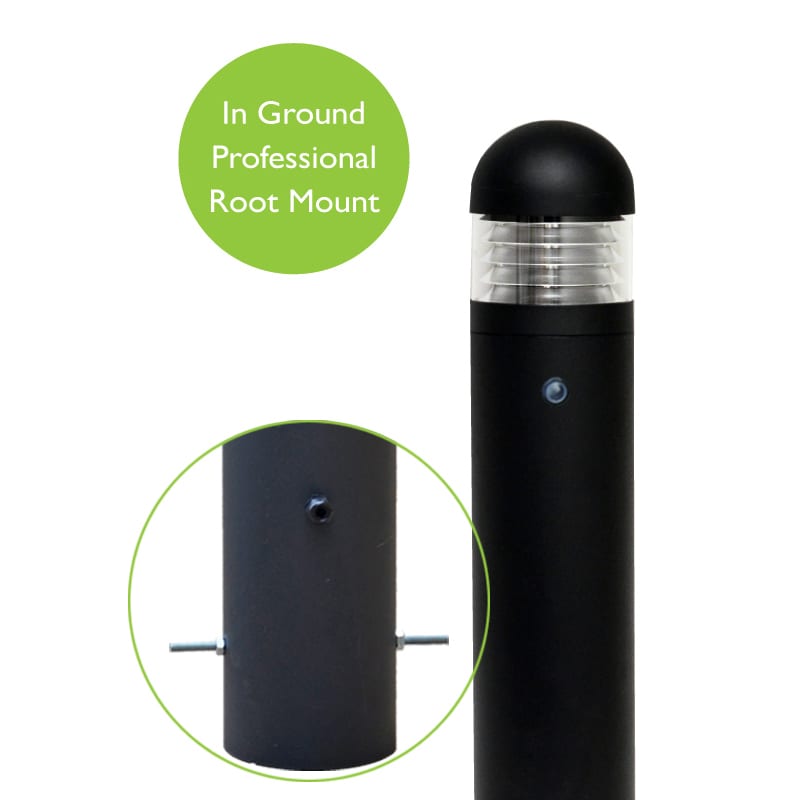 Lighthouse Dusk to Dawn Bollard Light (Photocell) - Professional Root Mount System - Black