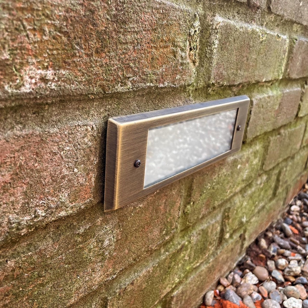 Charleston Brass Brick Light - Frosted Glass Front (240v) - Image 3